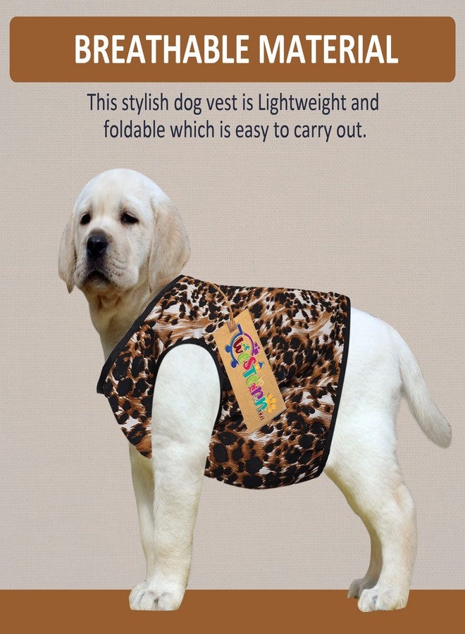 ويستيرن إرا تيشيرت قطني ناعم للكلاب بتصميم مستوحى من العصر الغربي | ملابس مريحة وجيدة التهوية للكلاب | طقم صدرية بدون أكمام للجراء | (طبعة الفهد) (مقاس كبير جدًا) (26 بوصة) - Image 2